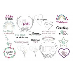 Stickserie - Mutterpass Motive Vol. 2 inkl. Mukipass Schriftzug